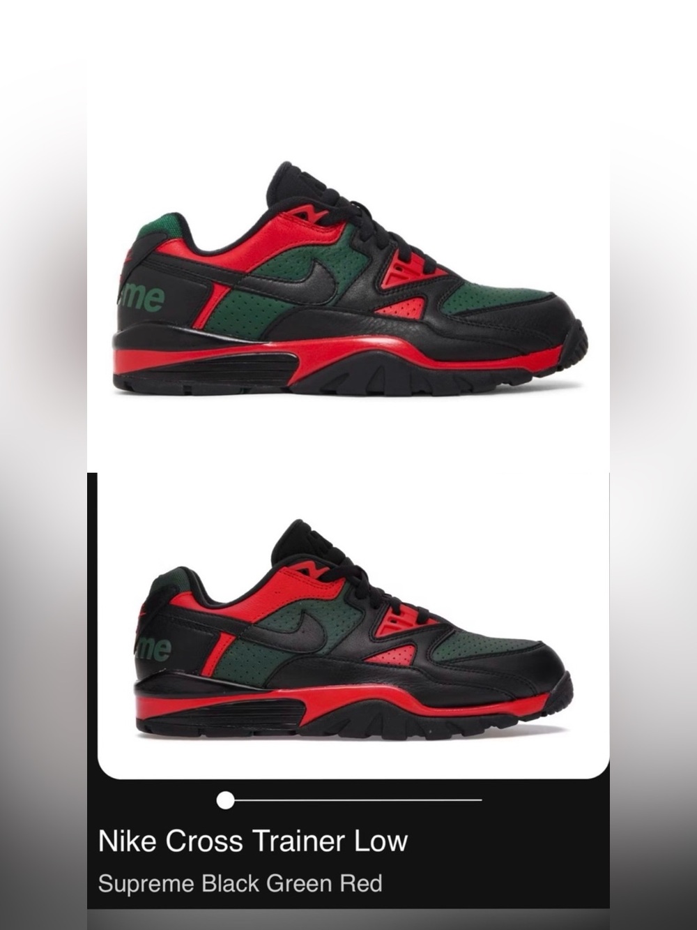 Nike Air Cross Trainer 3 Low + Supreme Black Green Red Size 9 M | CJ5291-001